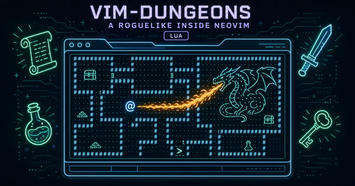 vim-dungeons を公開 - Neovim の中だけで遊ぶ「不思議のダンジョン」風ローグライクを Lua で作った